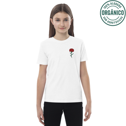 T-Shirt Criança Algodão Orgânico “Cravo Bordado” | Sustentável
