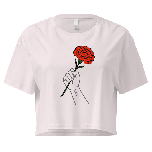 T-Shirt Cropped “Flor em Punho” | Algodão Sustentável